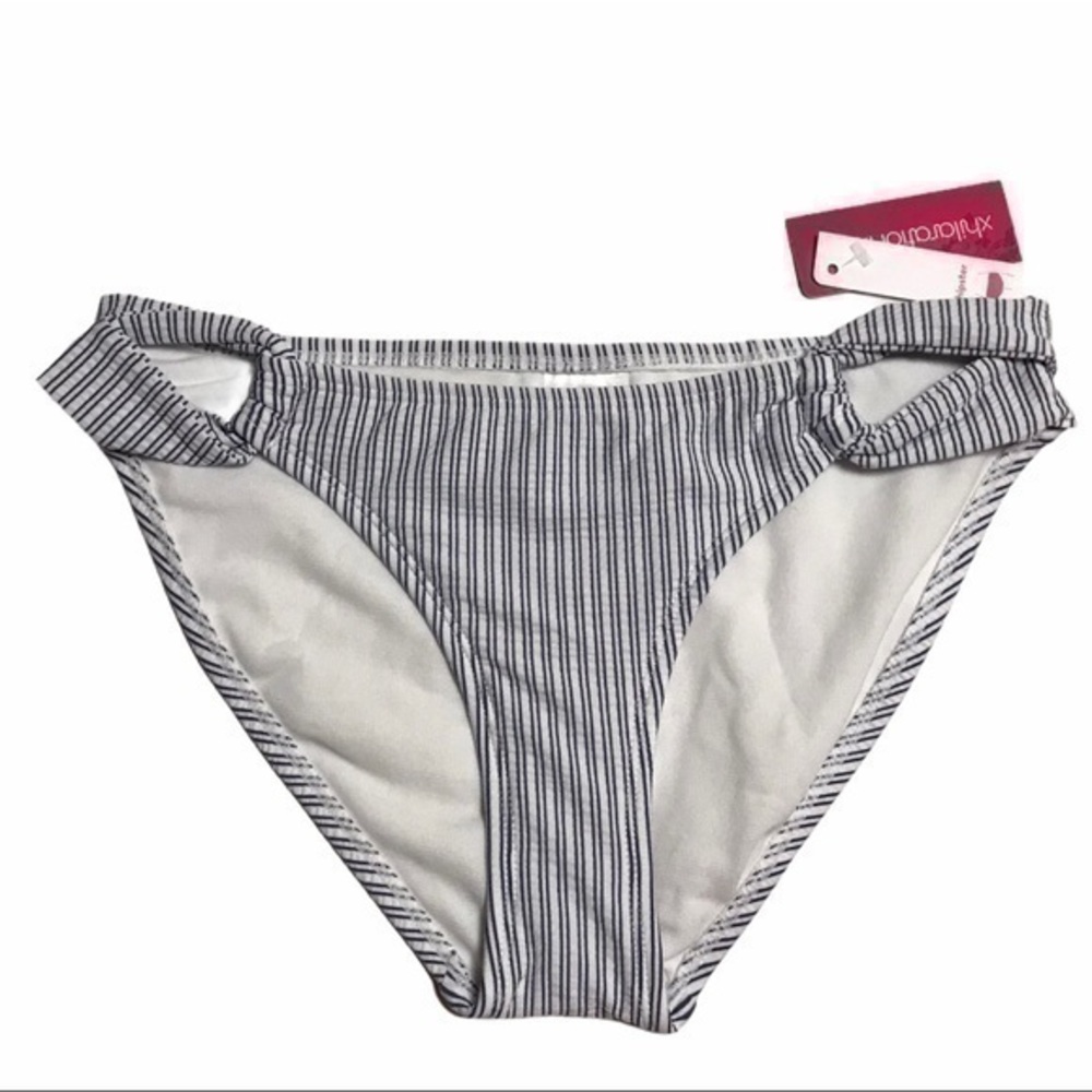 Xhilaration Blue and White Striped Bikini Bottom